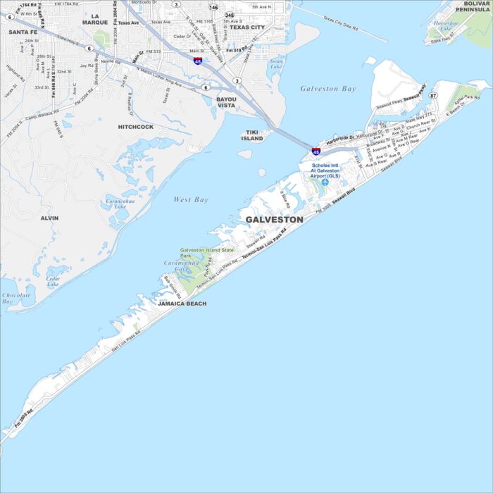 Galveston Map Texas