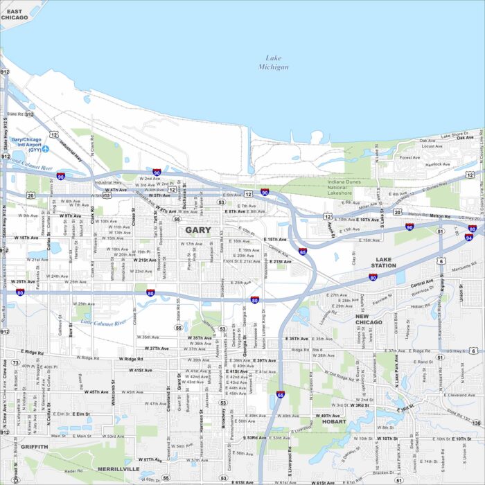 Gary Map Indiana