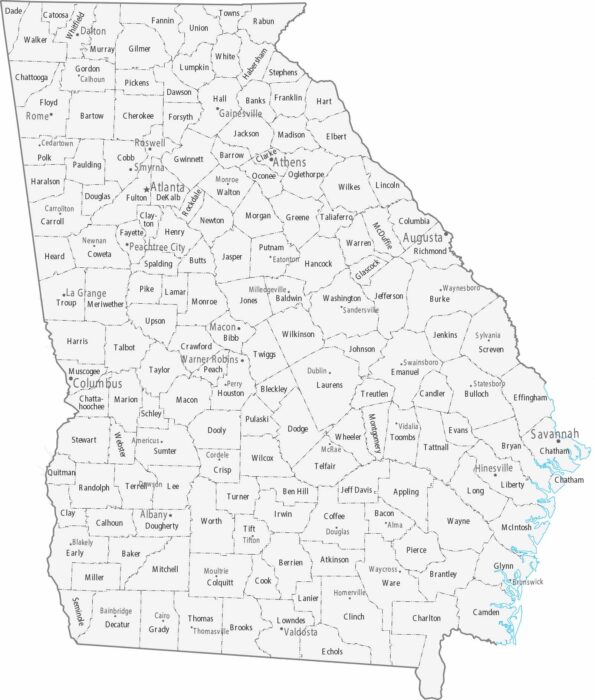 Georgia Counties Cities Map