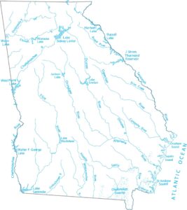 Georgia Lakes and Rivers Map