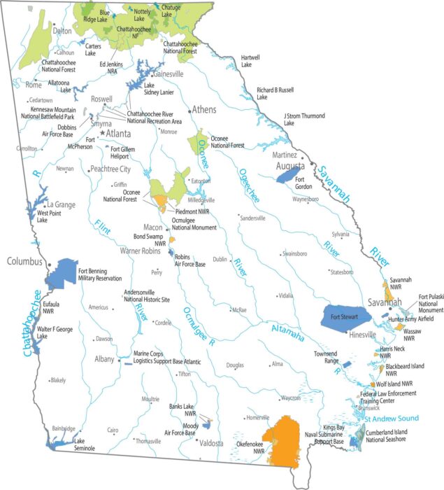 Georgia National Parks and Forests Map
