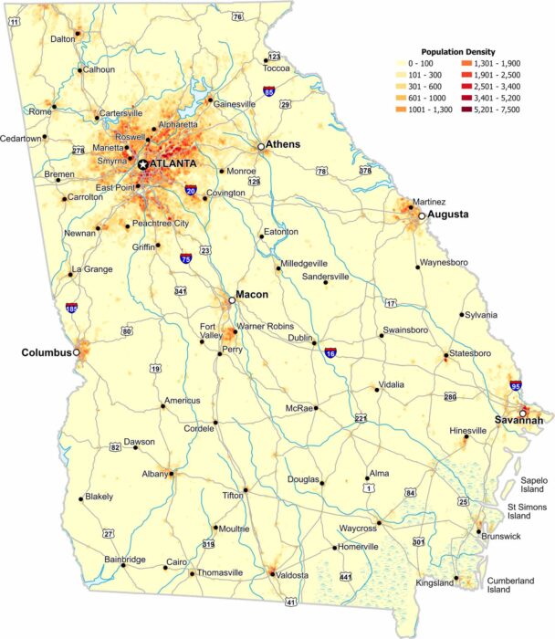 Georgia Population Density Map