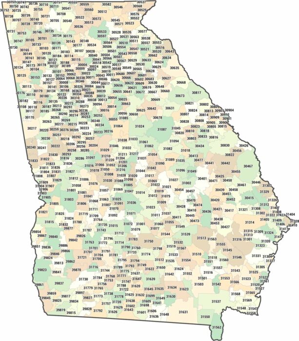 Georgia Zip Code Map