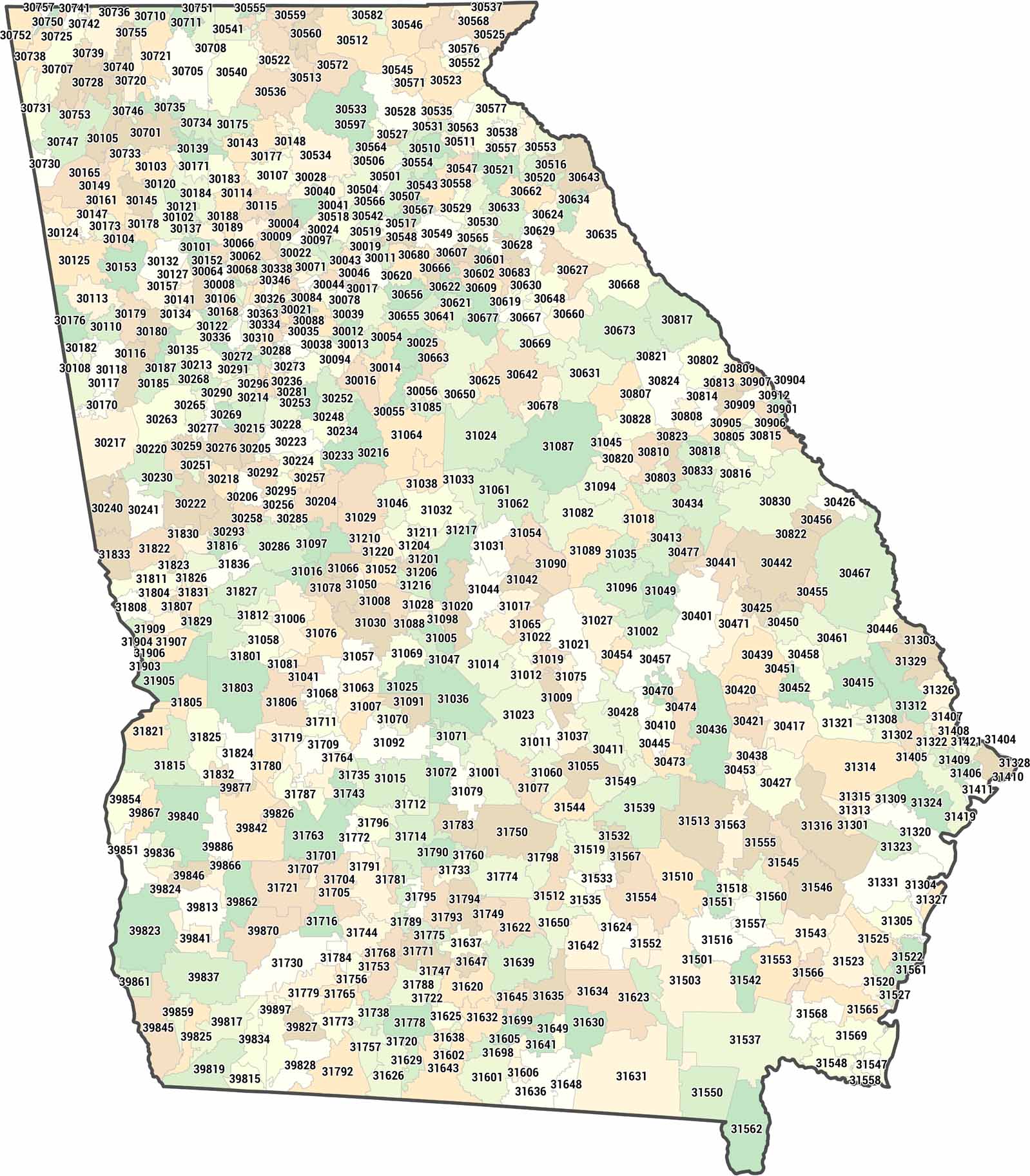 Georgia Zip Code Map