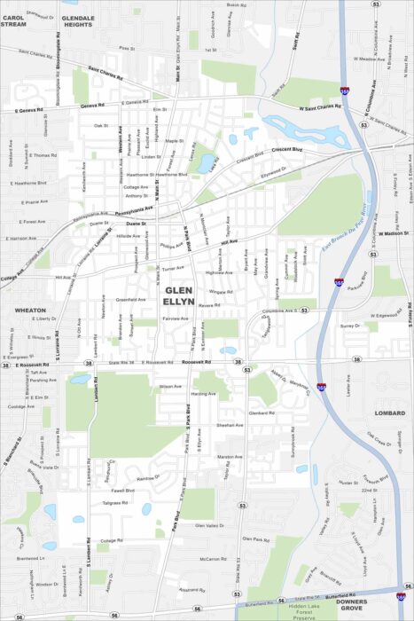 Glen Ellyn Map Illinois