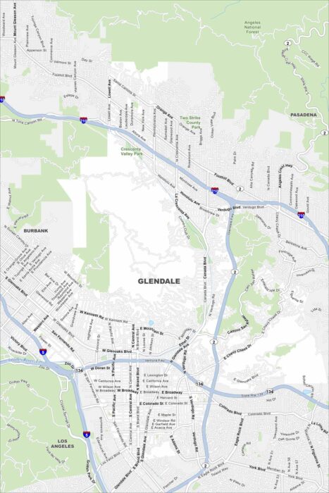 Glendale Map California
