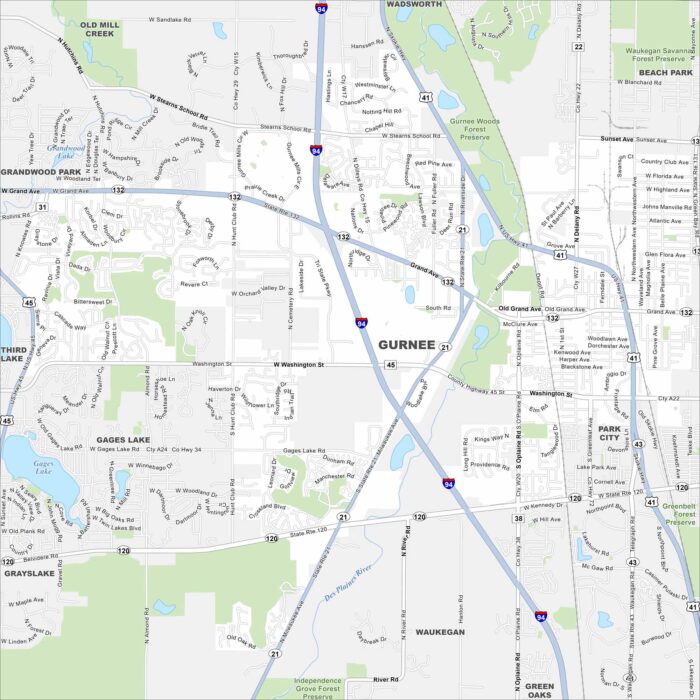 Gurnee Map Illinois