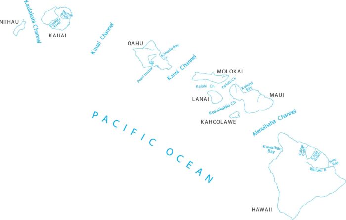 Hawaii Lakes and Rivers Map