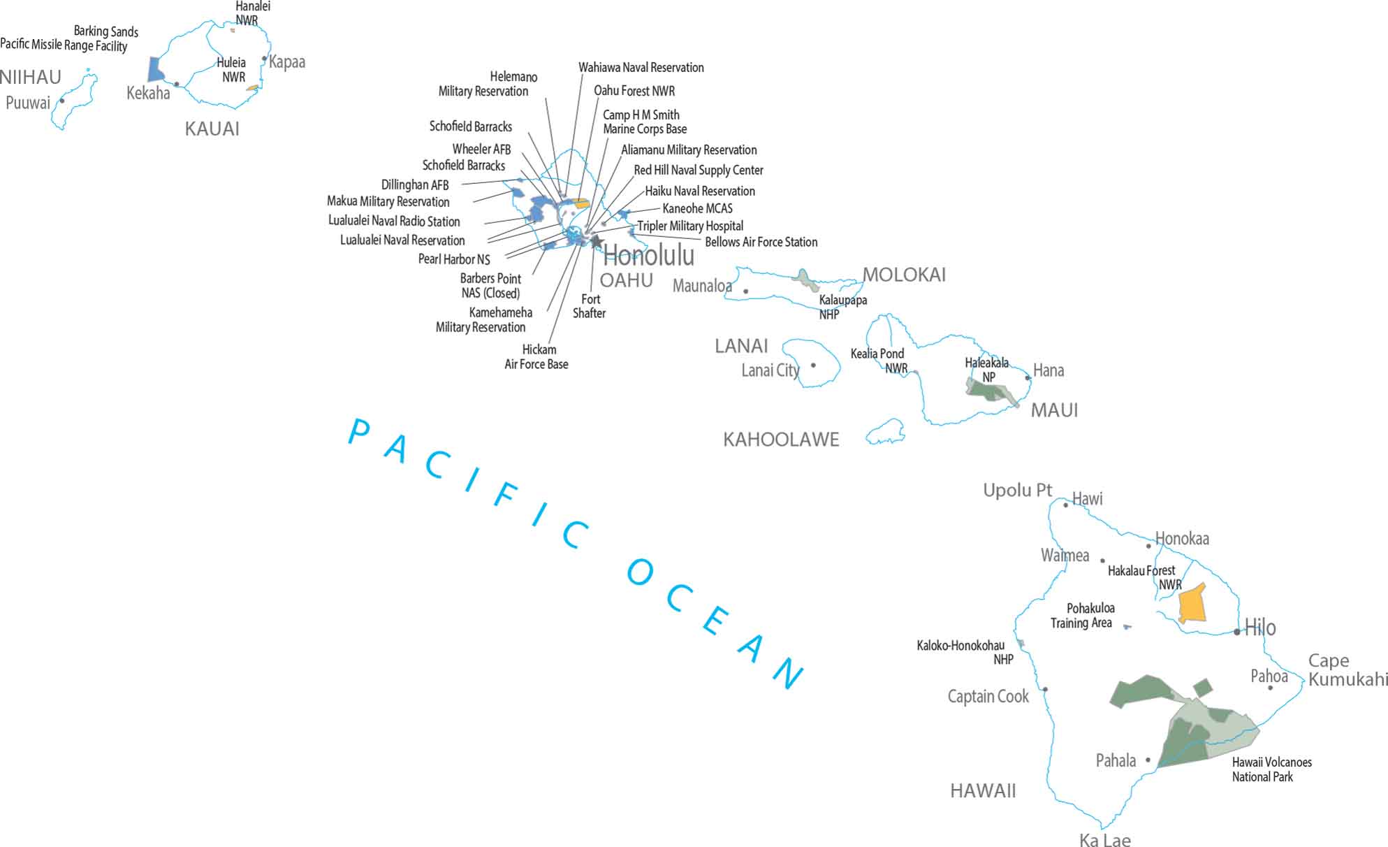 Hawaii National Parks and Forests Map