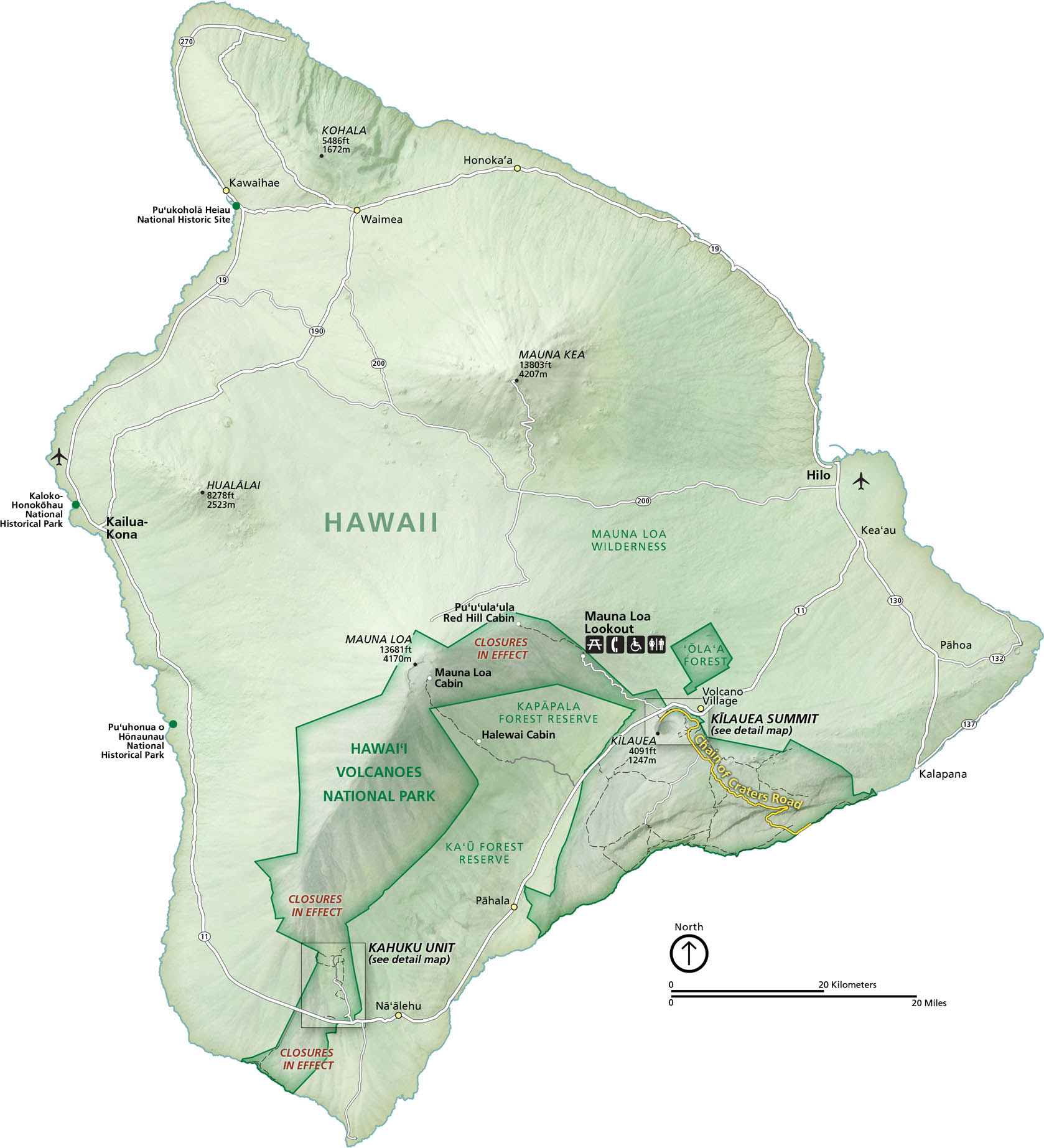 Hawaii Volcanoes National Park Map
