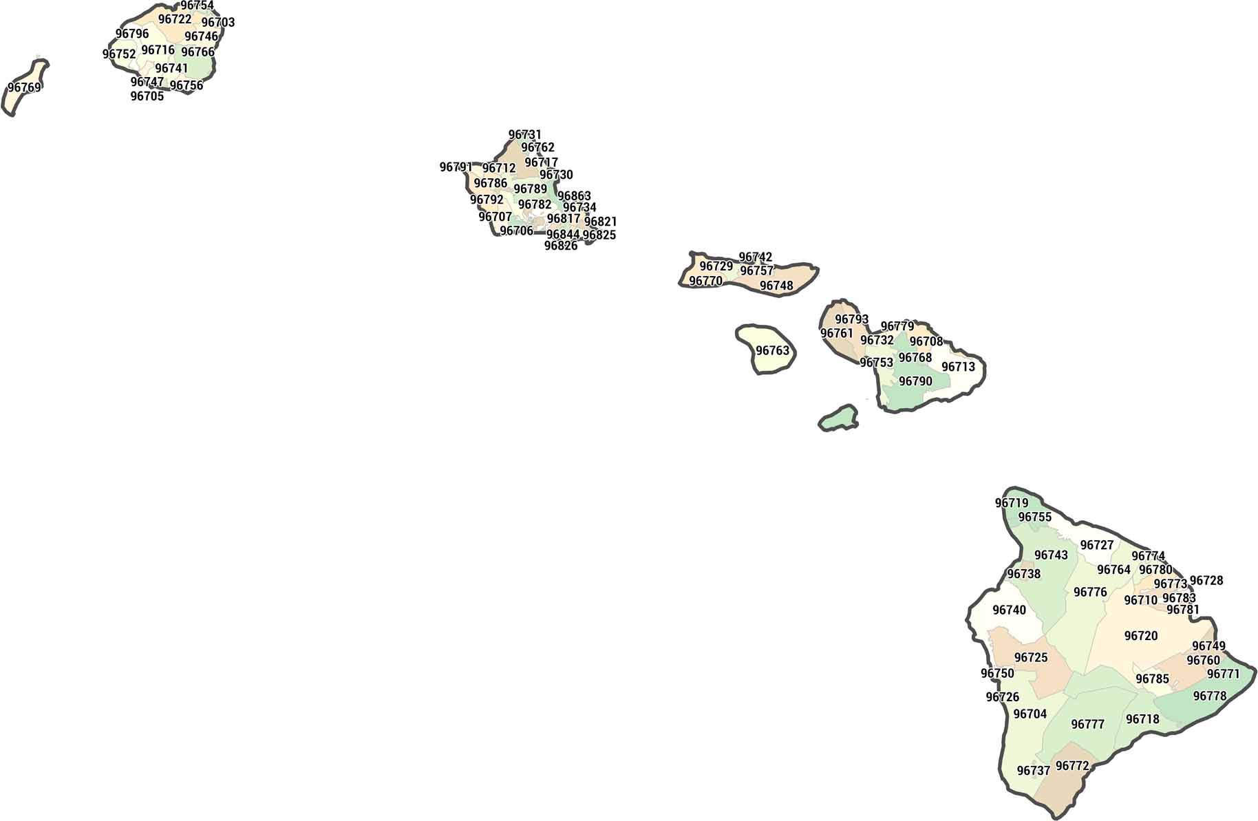 Hawaii Zip Code Map