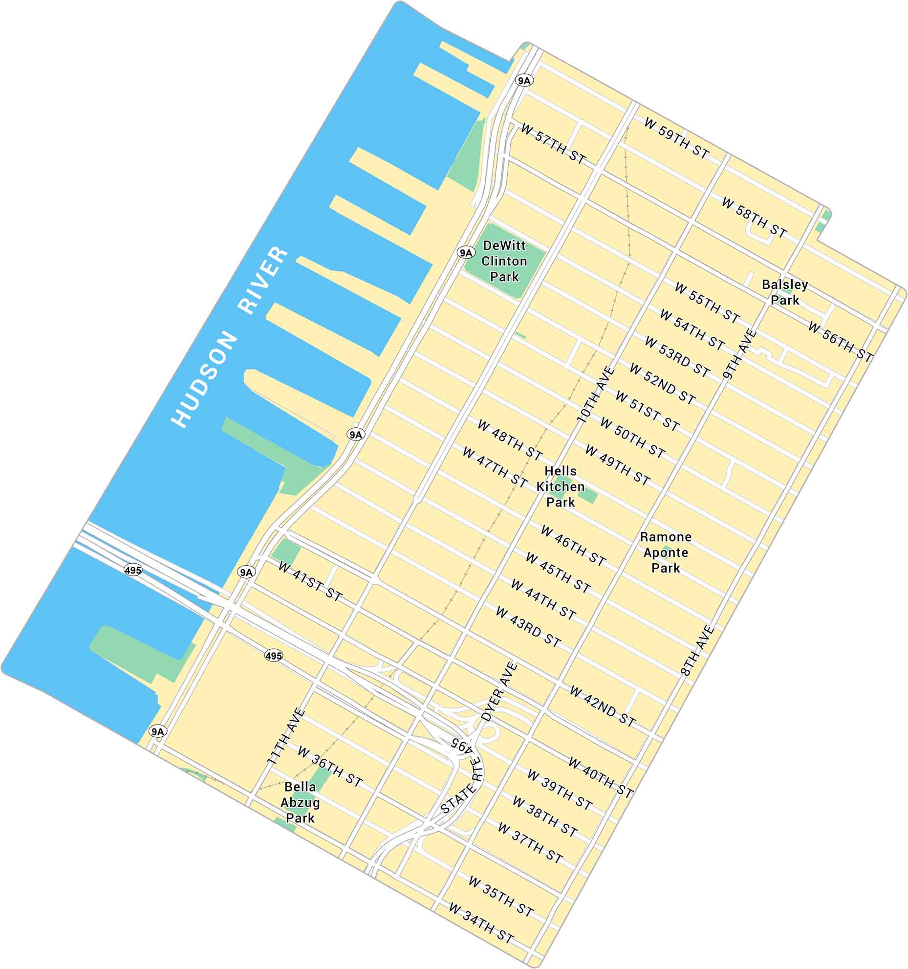 Hell's Kitchen Map New York