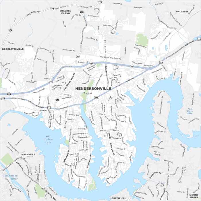 Hendersonville Map Tennessee