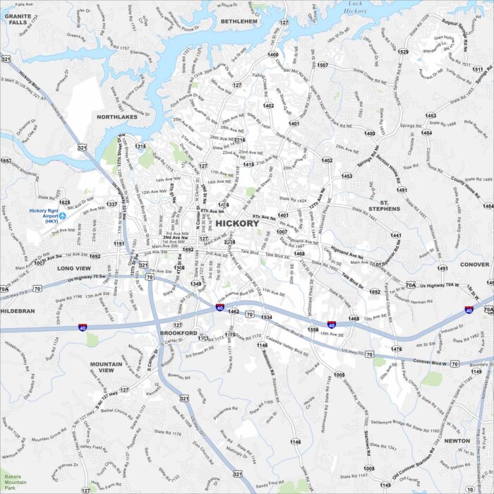 Hickory Map North Carolina