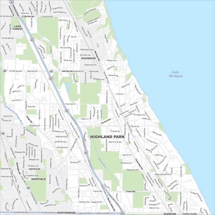 Highland Park Map Illinois