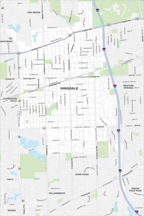 Hinsdale Map Illinois