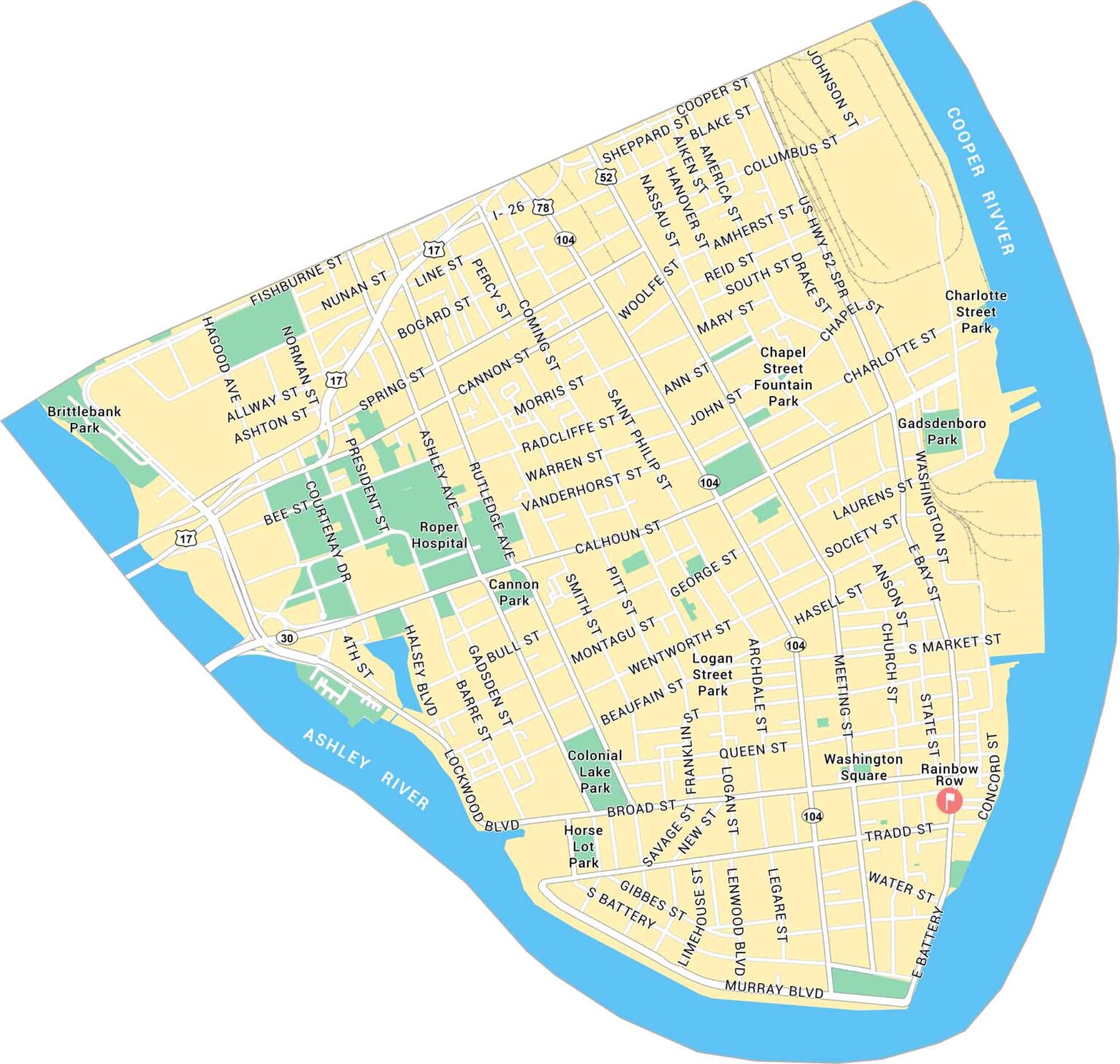 Historic District Map, Charleston - US Maps
