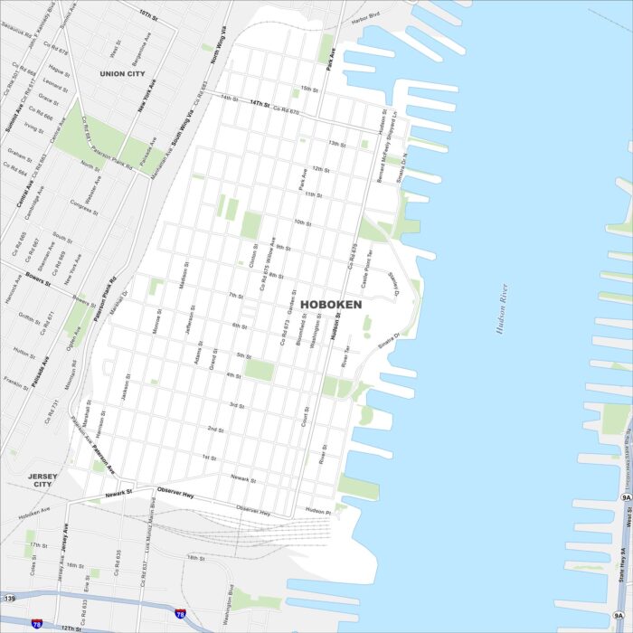 Hoboken Map New Jersey