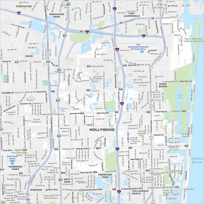 Hollywood Map Florida