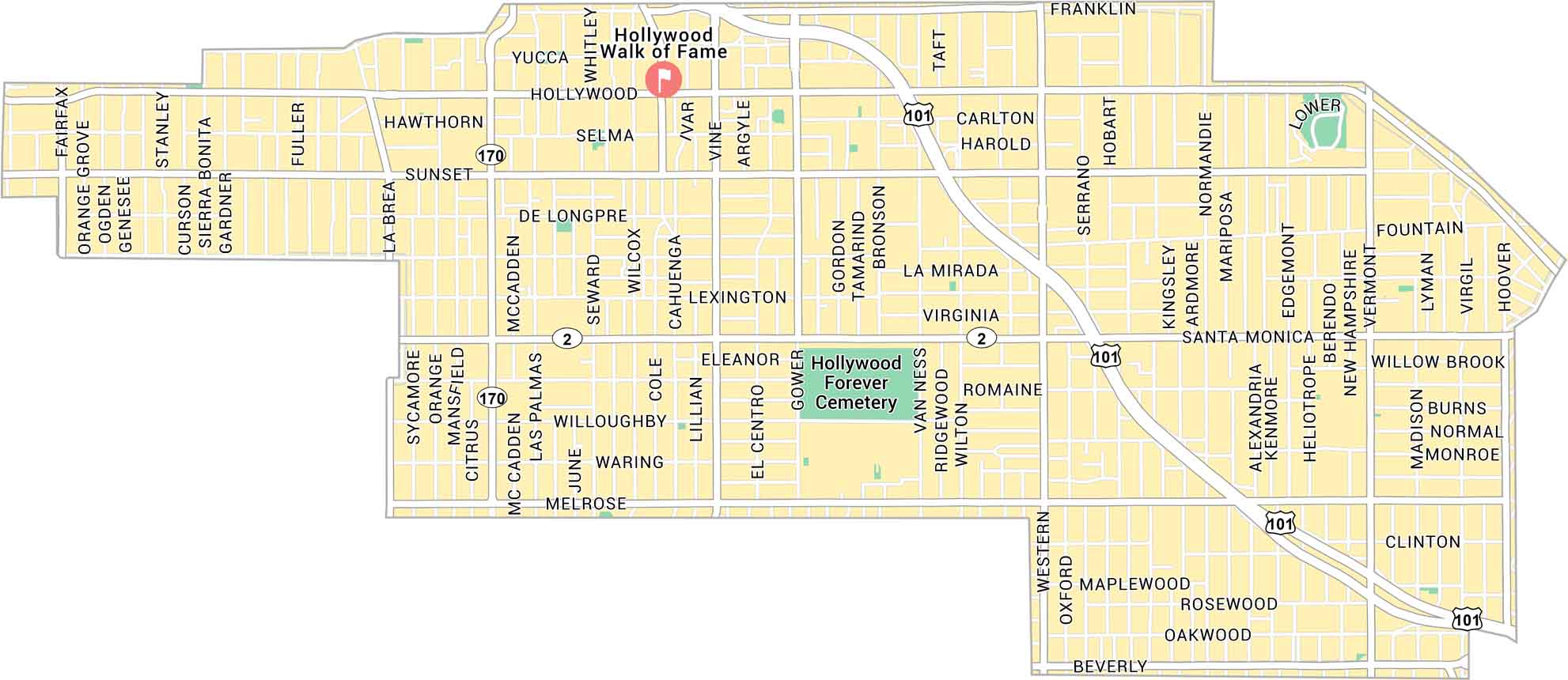 Hollywood Map Los Angeles