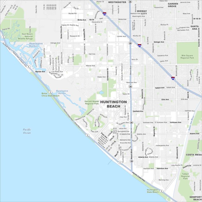 Huntington Beach Map California