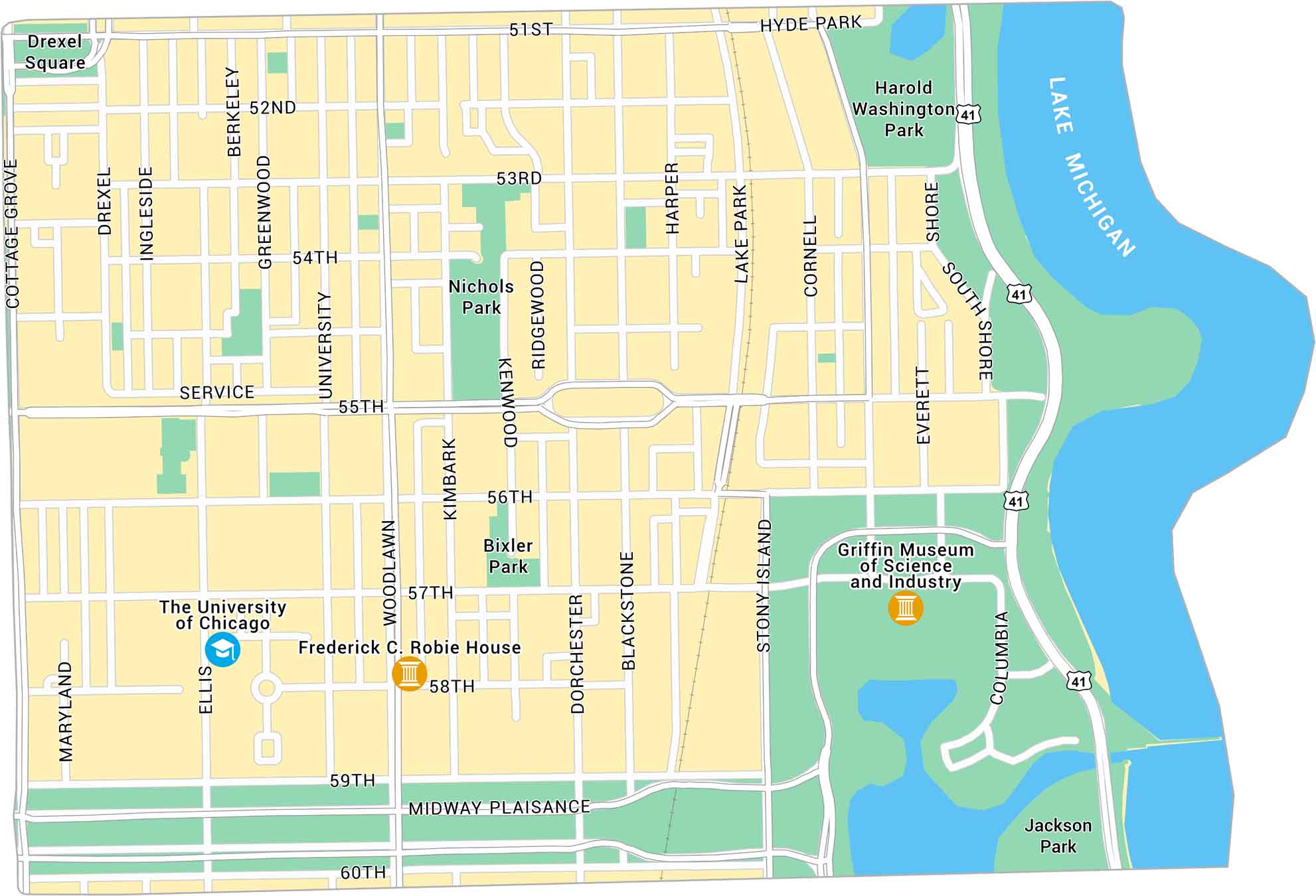 Hyde Park Map Chicago