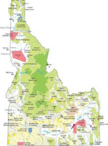 Idaho National Parks and Forests Map