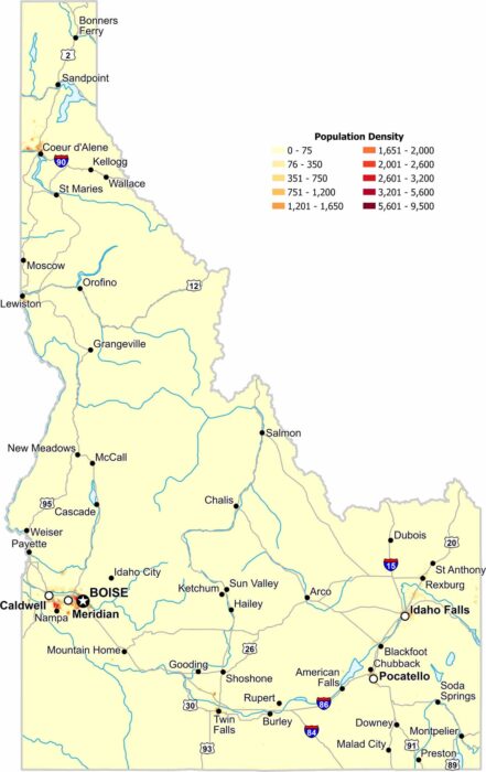 Idaho Population Density Map
