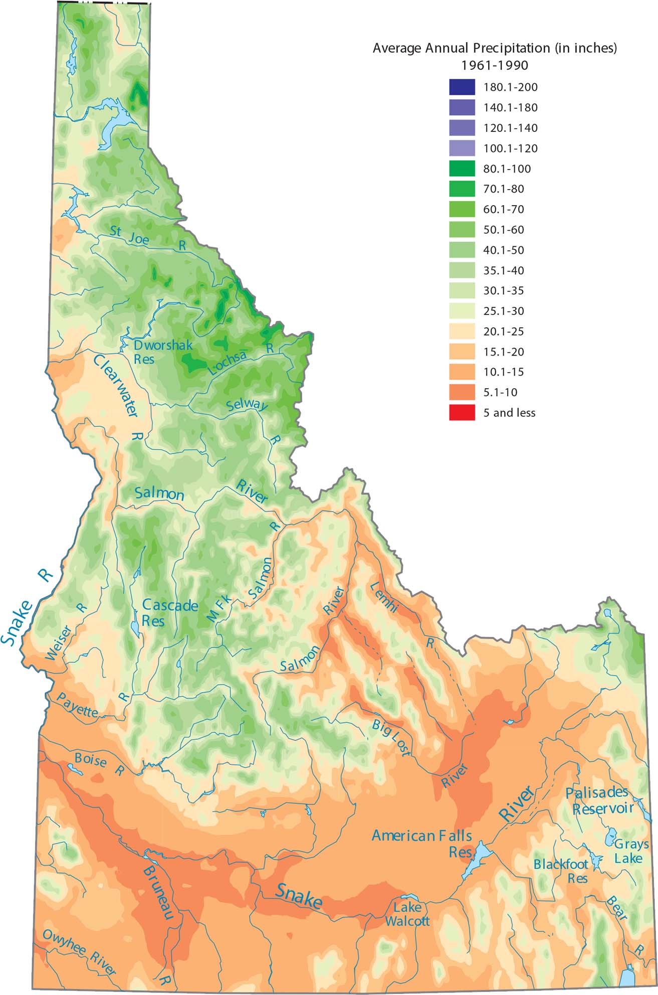 Idaho Precipitation Map