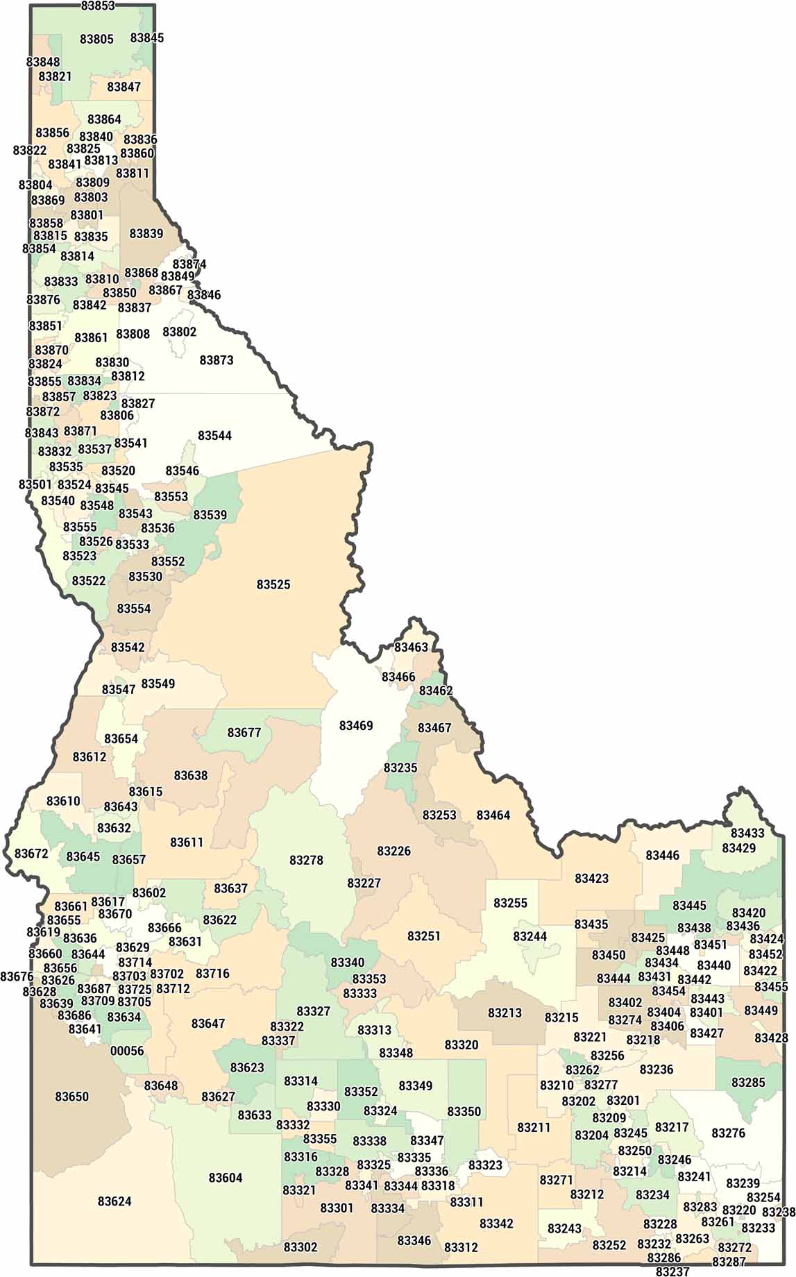 Idaho Zip Code Map