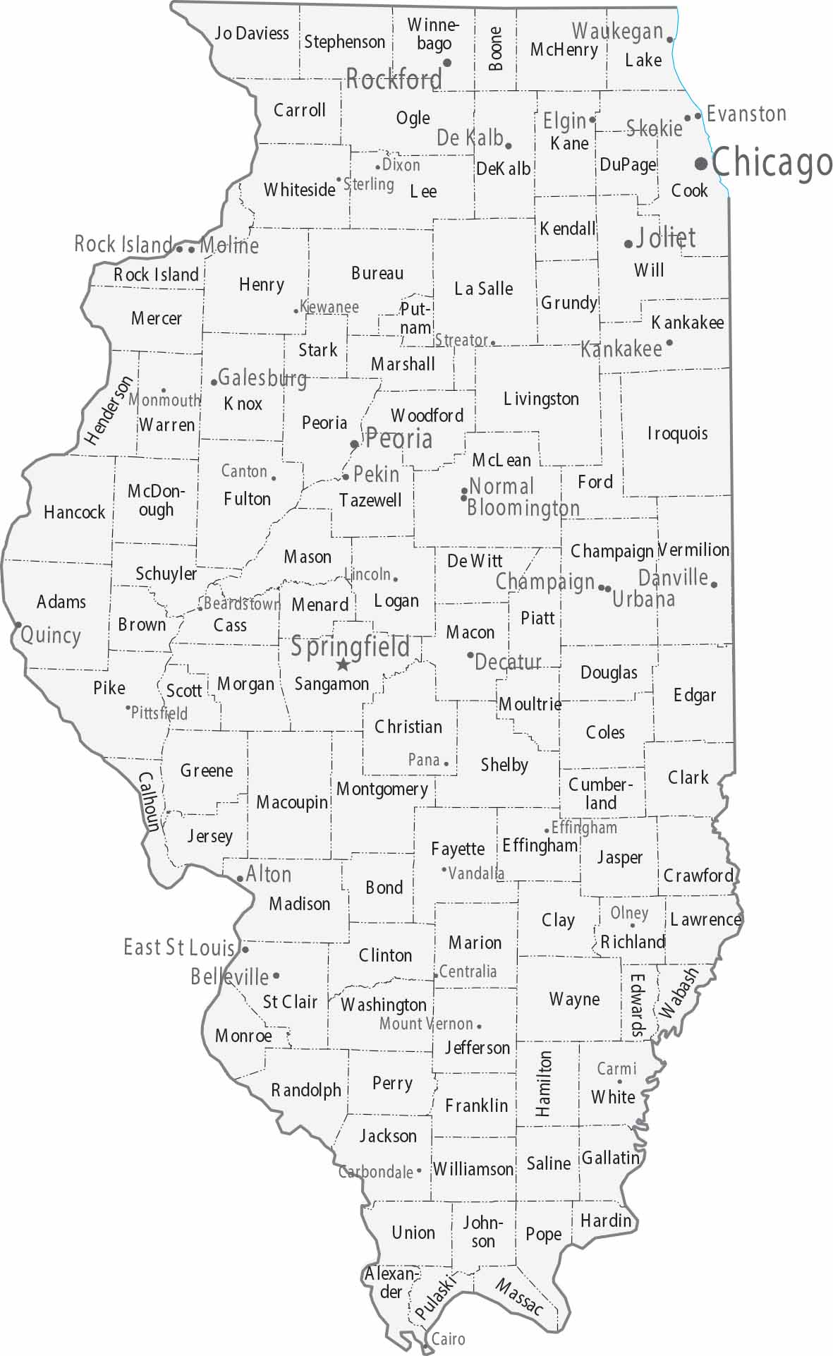 Illinois Counties Cities Map
