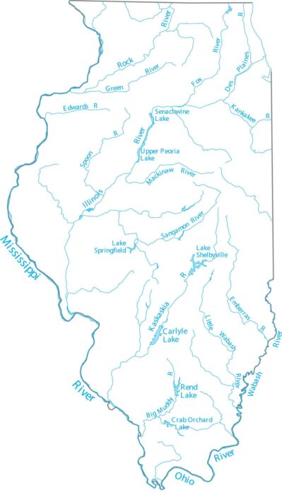 Illinois Lakes and Rivers Map
