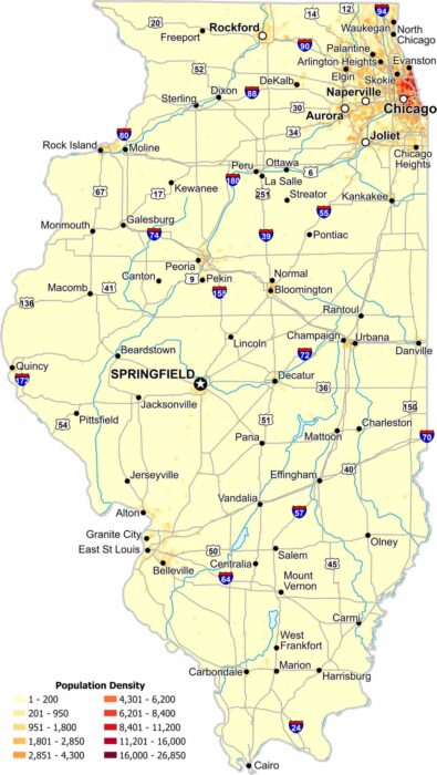 Illinois Population Density Map