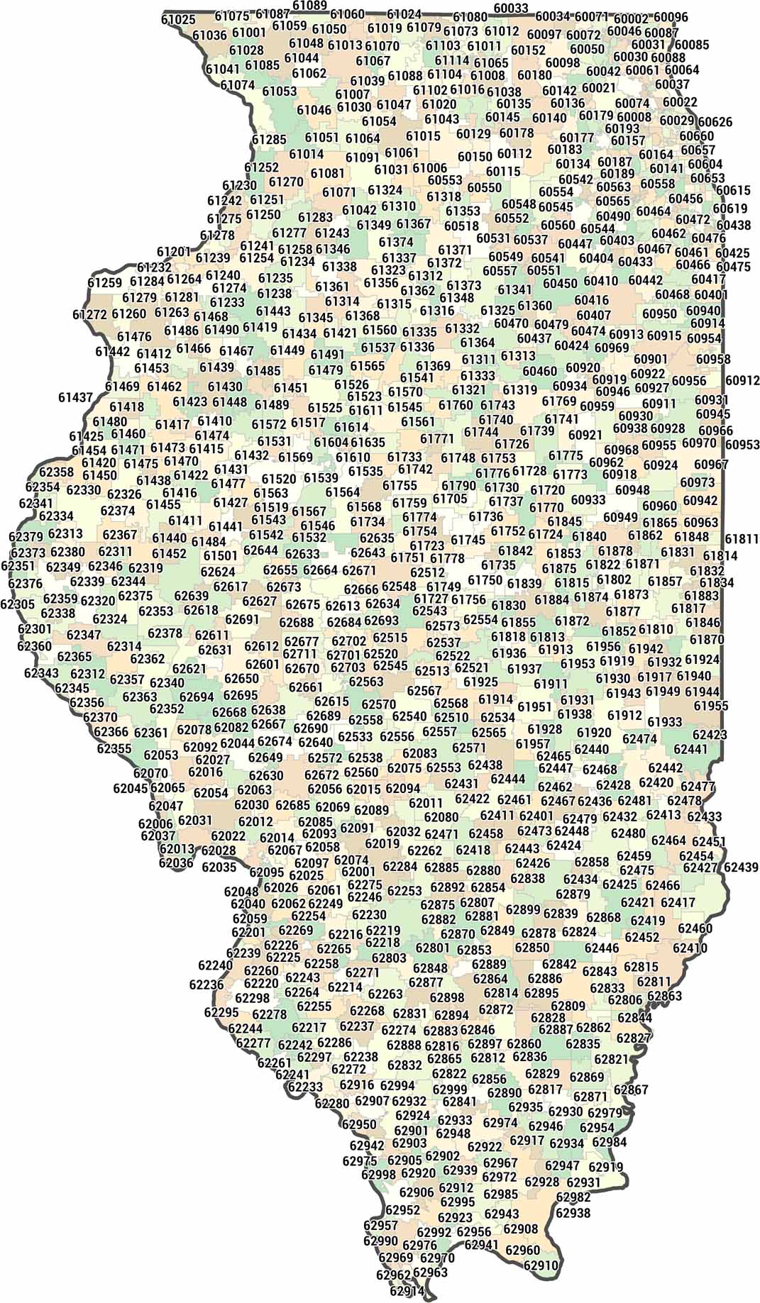 Illinois Zip Code Map