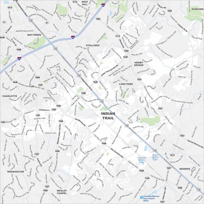 Indian Trail Map North Carolina