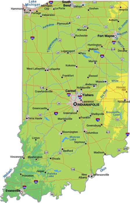 Indiana Physical Map