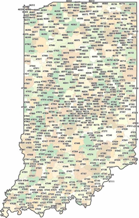 Indiana Zip Code Map