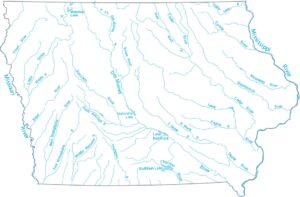 Iowa Lakes and Rivers Map