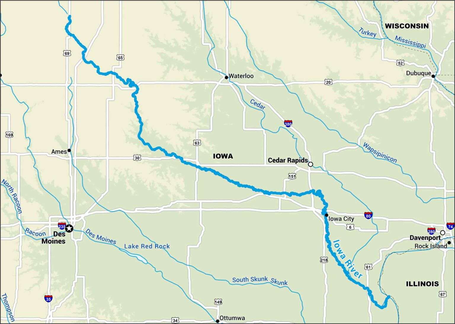 Iowa Small Rivers Iowa River Map - US Maps