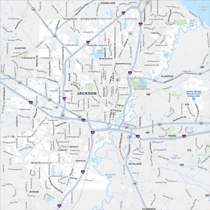 Jackson Map Mississippi
