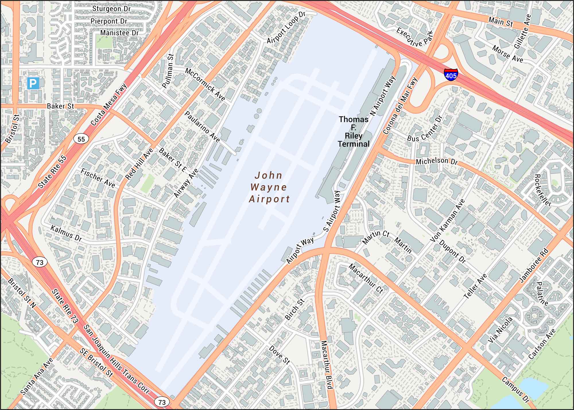 John Wayne Airport Map