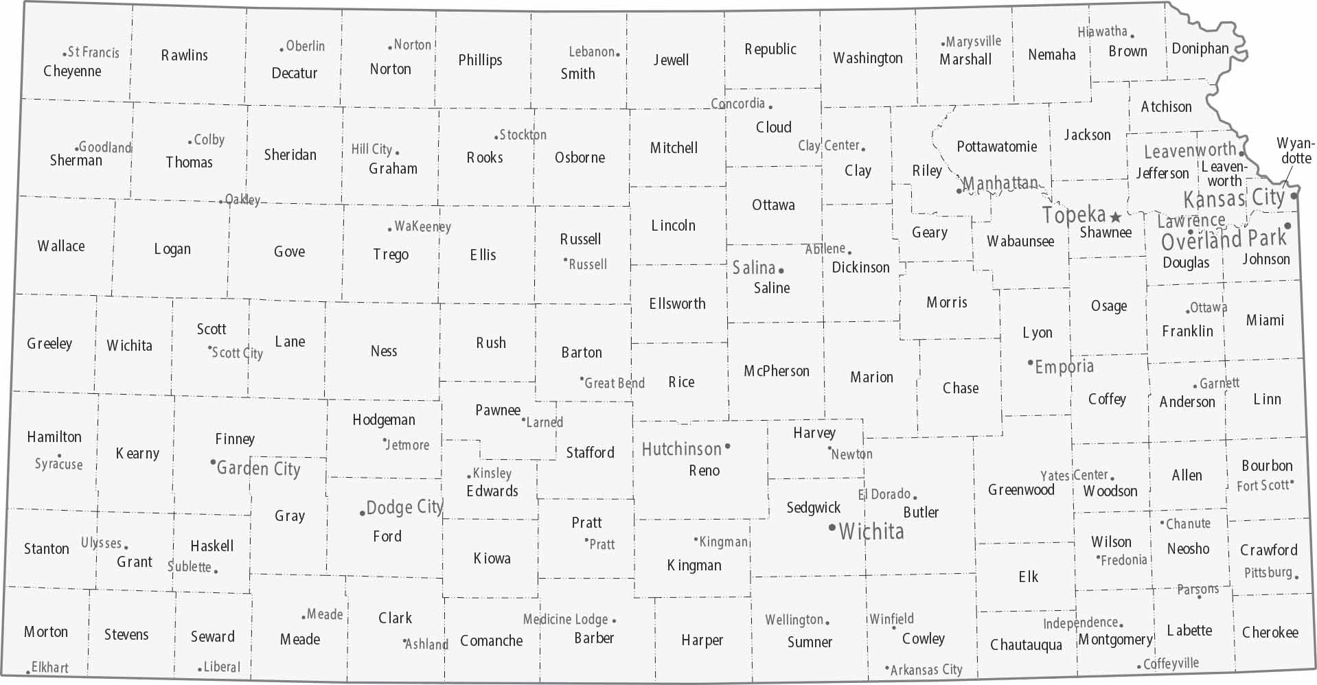 Kansas Counties Cities Map
