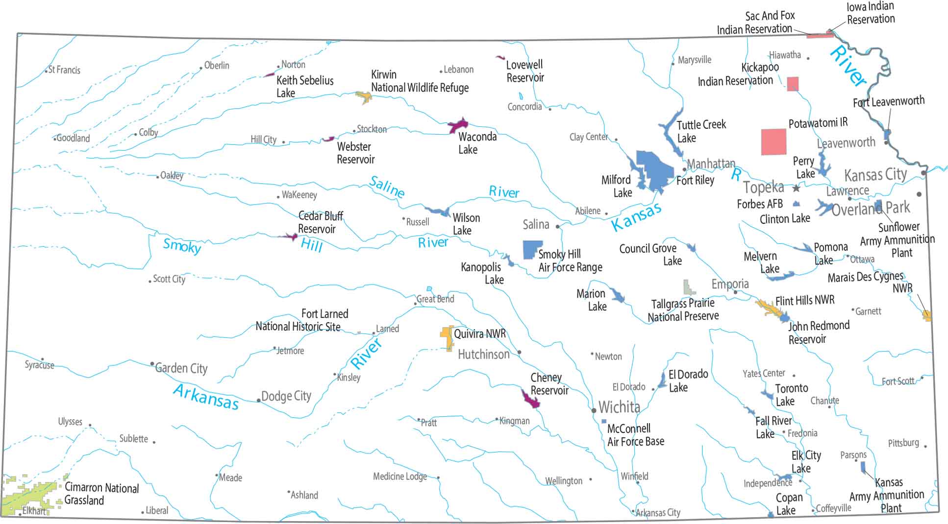 Kansas National Parks and Forests Map