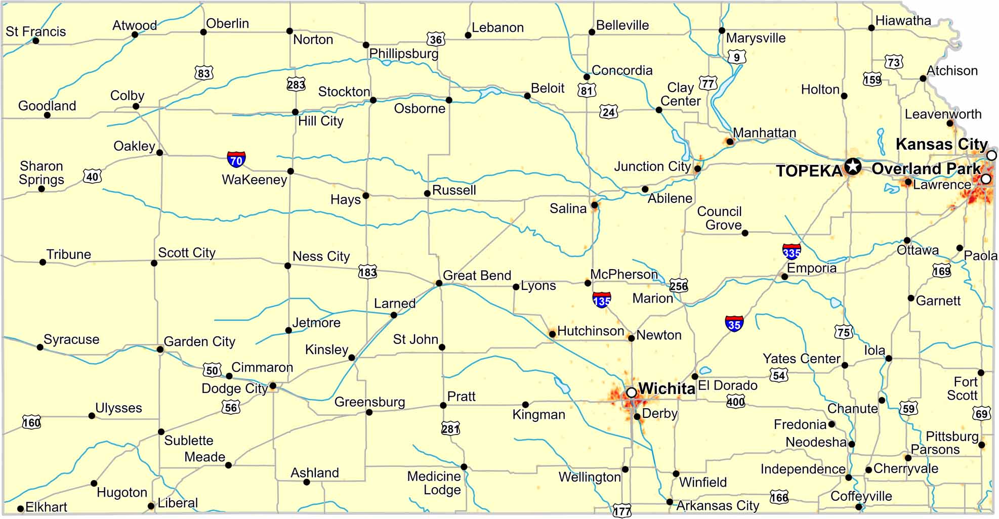 Kansas Population Density Map