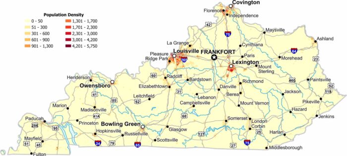 Kentucky Population Density Map