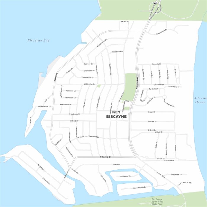 Key Biscayne Map Florida