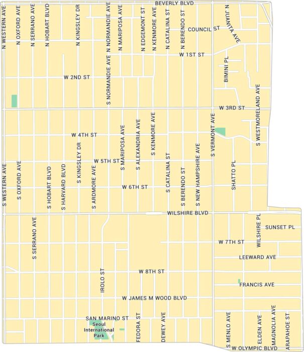 Koreatown Map Los Angeles