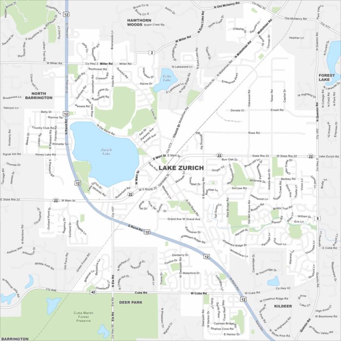 Lake Zurich Map Illinois