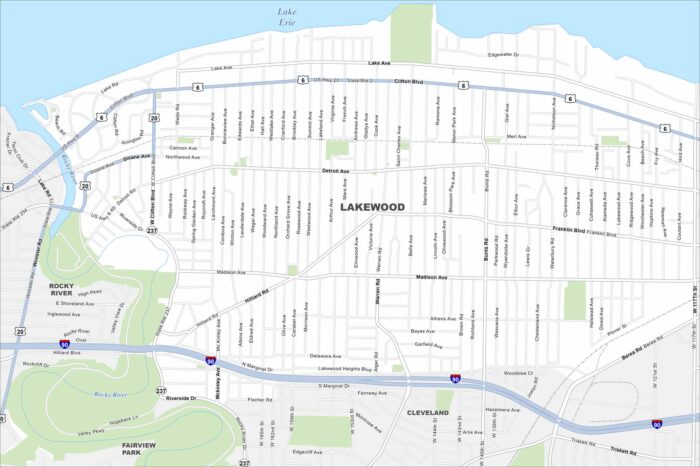 Lakewood Map Ohio