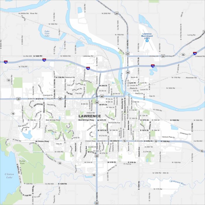 Lawrence Map Kansas